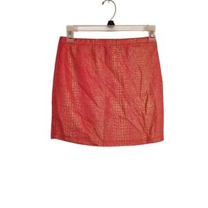 Concert by Claire Pink Gold Metallic Snake Print Mini Skirt Size Small